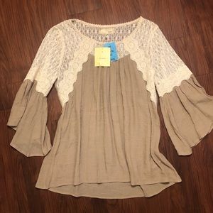 Tan & lace blouse